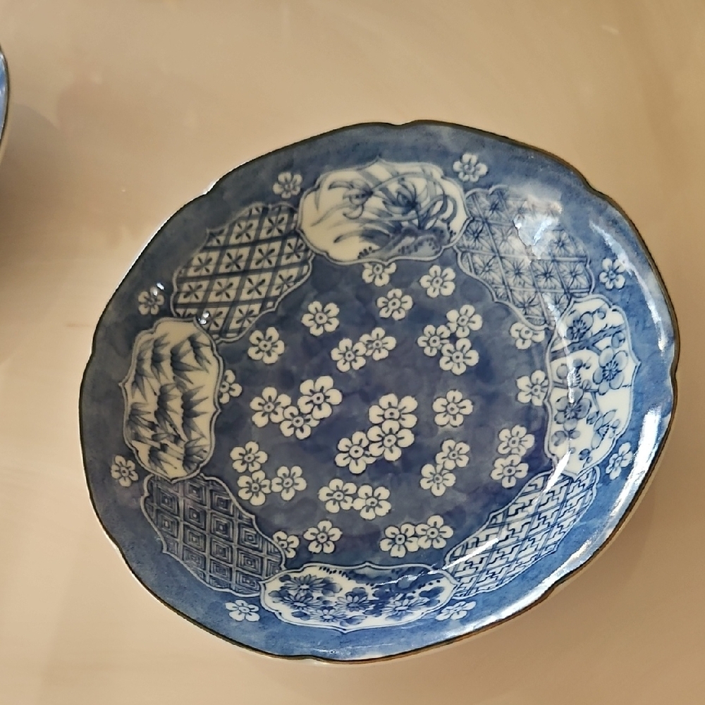 Japan TAKAHASHI San Francisco  Blue Floral Ceramic Bowl 6.5"